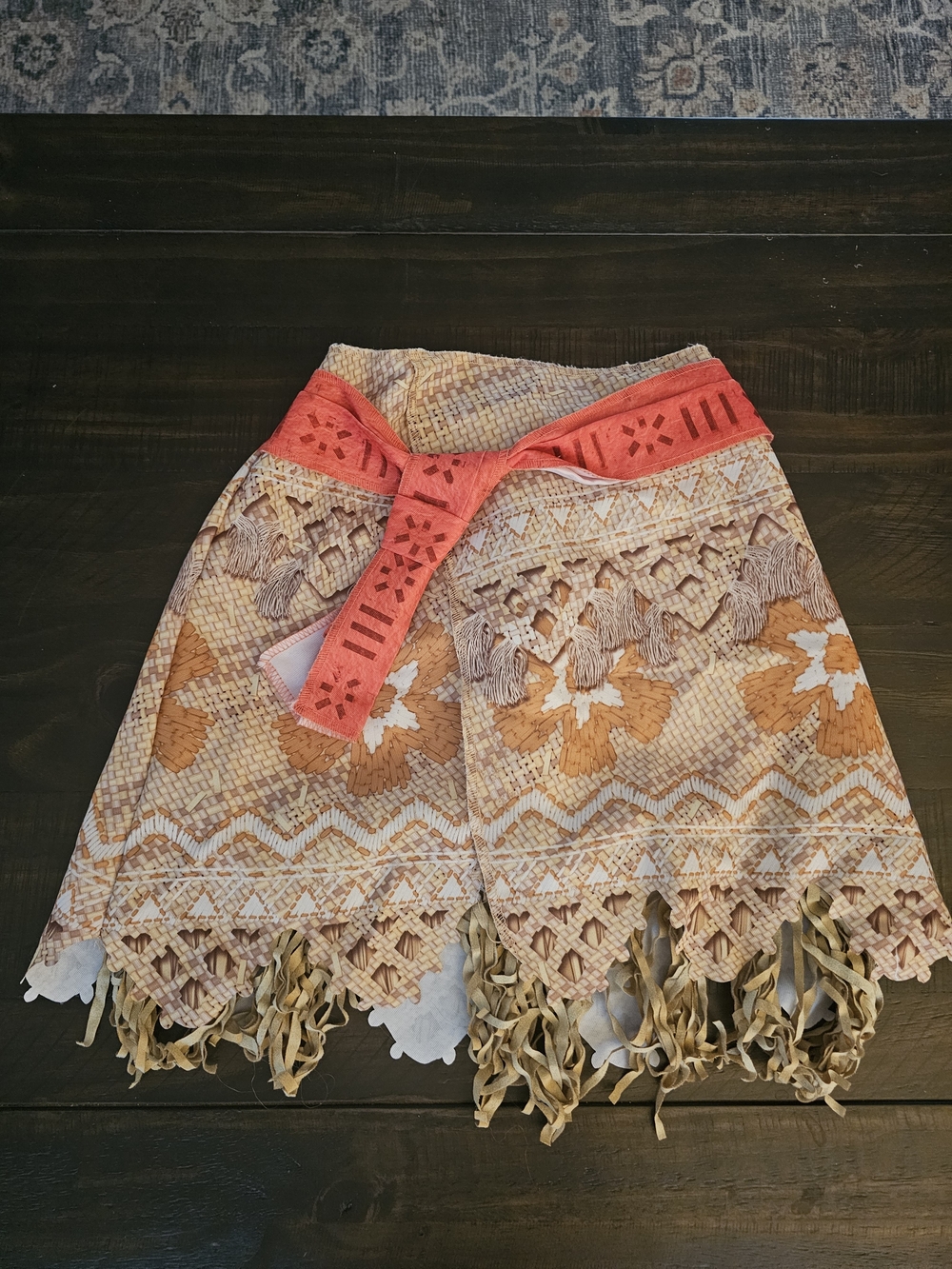 Disney Coral Waistband Tassel-Trim Floral Moana Skirt